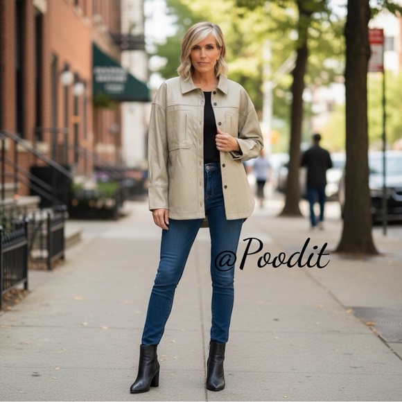 new in Tops - NEW IN cream pleather oversized Shacket S M L